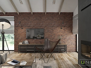 Dom w Tuszynku - Duży biały czarny salon, styl industrialny - zdjęcie od UNIQUE INTERIOR DESIGN