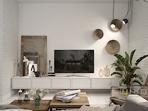 Mieszkanie z elementami w stylu BOHO - Mały biały salon, styl skandynawski - zdjęcie od UNIQUE INTERIOR DESIGN