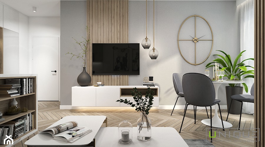 Małe, eleganckie mieszkanko - Salon, styl nowoczesny - zdjęcie od UNIQUE INTERIOR DESIGN