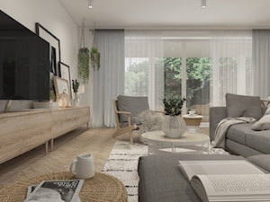 Dom w Radomiu - Średni beżowy biały salon, styl skandynawski - zdjęcie od UNIQUE INTERIOR DESIGN