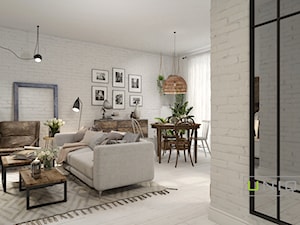 Mieszkanie z elementami w stylu BOHO - Średni szary salon z jadalnią, styl skandynawski - zdjęcie od UNIQUE INTERIOR DESIGN