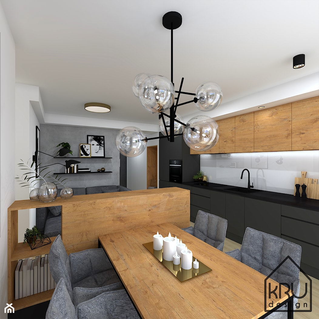 Antracyt w mieszkaniu - Jadalnia, styl nowoczesny - zdjęcie od KRU design - Homebook