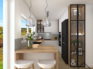 Biała kuchnia z loftowym sznytem - Kuchnia, styl industrialny - zdjęcie od KRU design