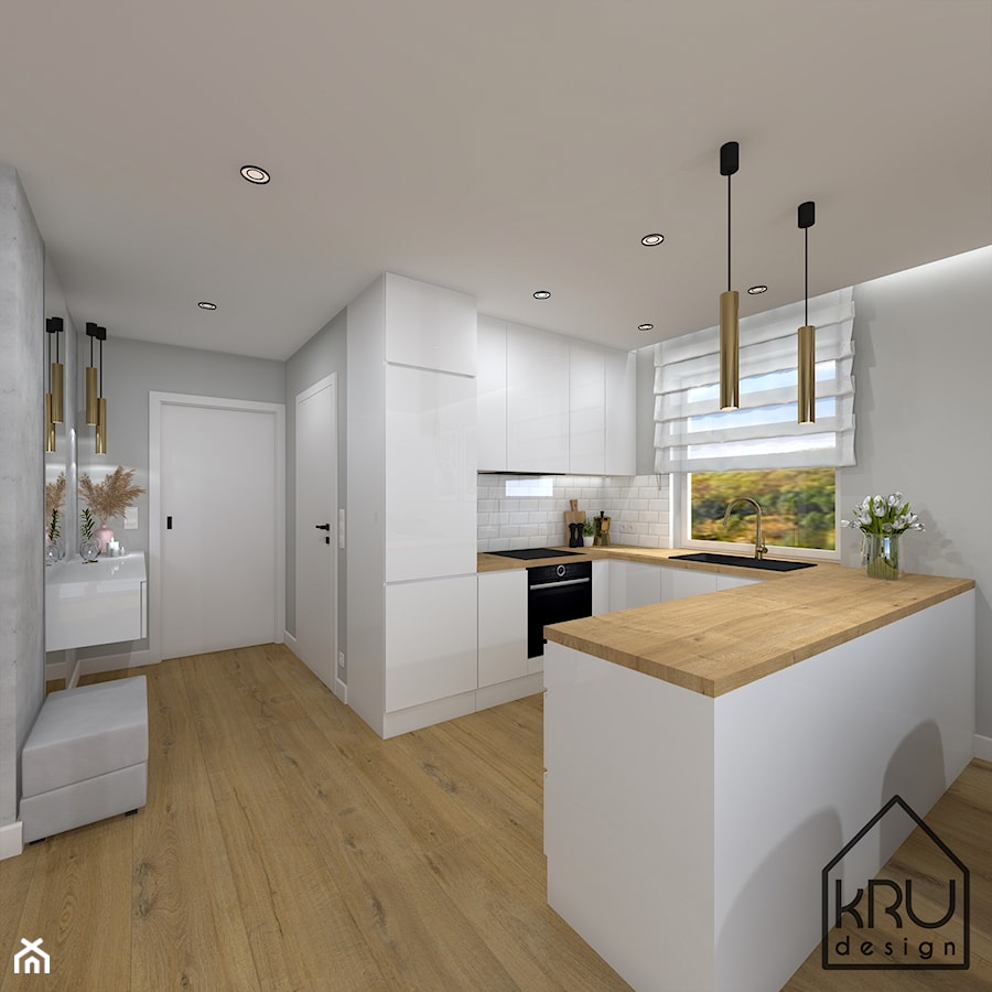 Biały połysk w kuchni - Kuchnia, styl nowoczesny - zdjęcie od KRU design