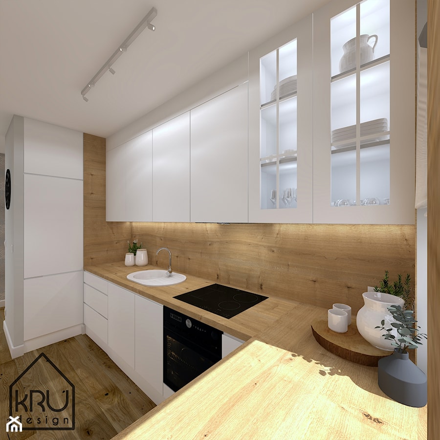 White&wood projekt kuchni - Kuchnia, styl skandynawski - zdjęcie od KRU design