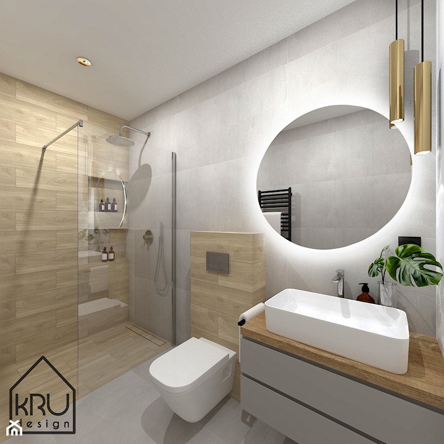 Minimalistyczna łazienka gościnna - Łazienka, styl nowoczesny - zdjęcie od KRU design