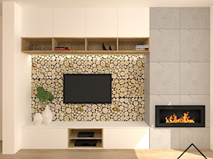 Ścianka TV - Średni salon, styl skandynawski - zdjęcie od KRU design