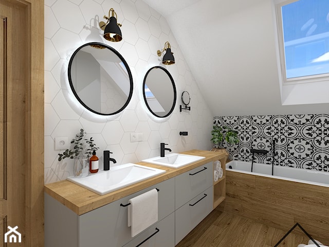 Hexagon & patchwork w łazience