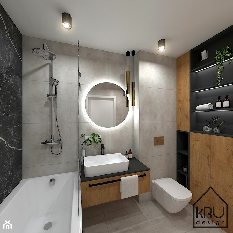 Antracyt w łazience - Łazienka, styl nowoczesny - zdjęcie od KRU design