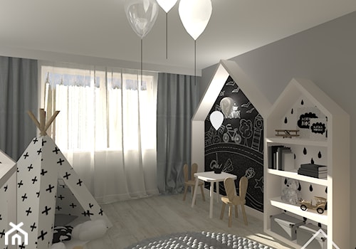 Pokój dziecięcy - Średni szary pokój dziecka dla dziecka dla chłopca dla dziewczynki, styl skandyna ... - zdjęcie od KRU design