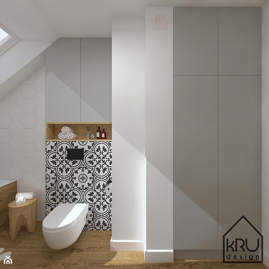 Hexagon & patchwork w łazience - Łazienka, styl nowoczesny - zdjęcie od KRU design - Homebook