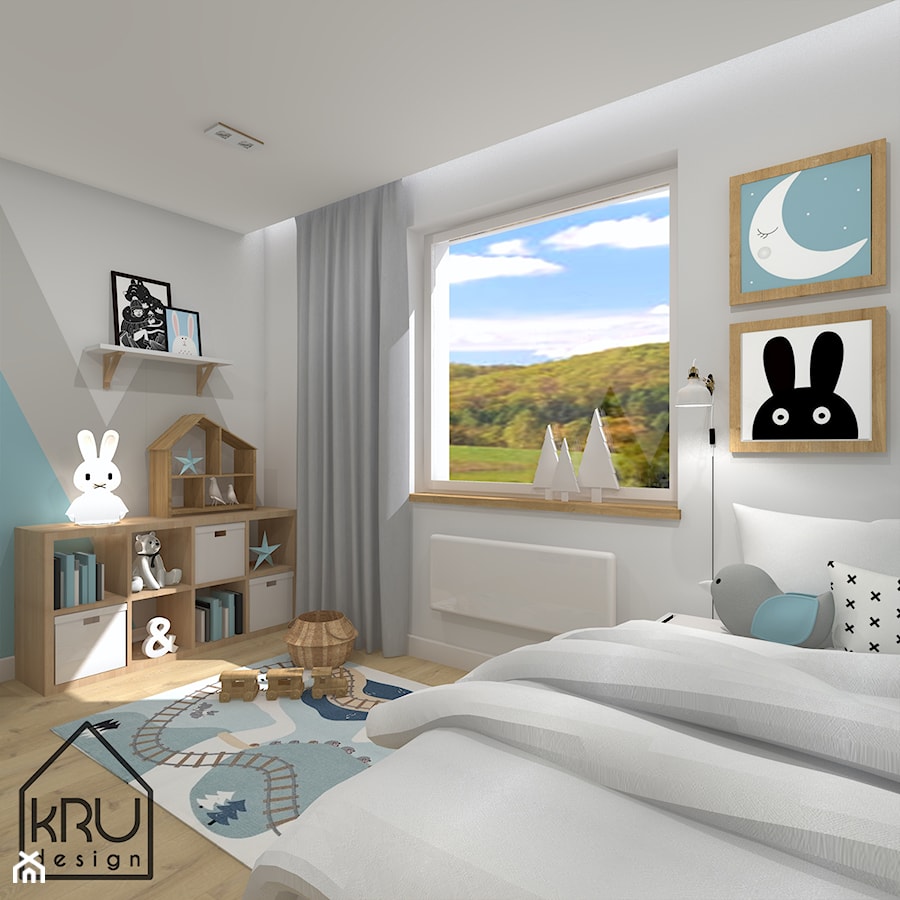 Pastelowy pokój dziecięcy - Średni biały pokój dziecka dla dziecka dla chłopca, styl skandynawski - zdjęcie od KRU design