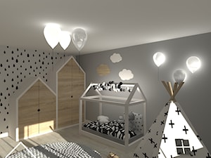 Pokój dziecięcy - Średni biały szary z panelami tapicerowanymi pokój dziecka dla dziecka dla chłopca, styl skandynawski - zdjęcie od KRU design