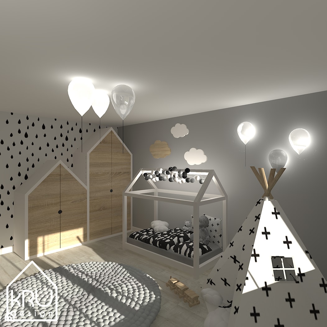 Pokój dziecięcy - Średni biały szary z panelami tapicerowanymi pokój dziecka dla dziecka dla chłopca ... - zdjęcie od KRU design - Homebook