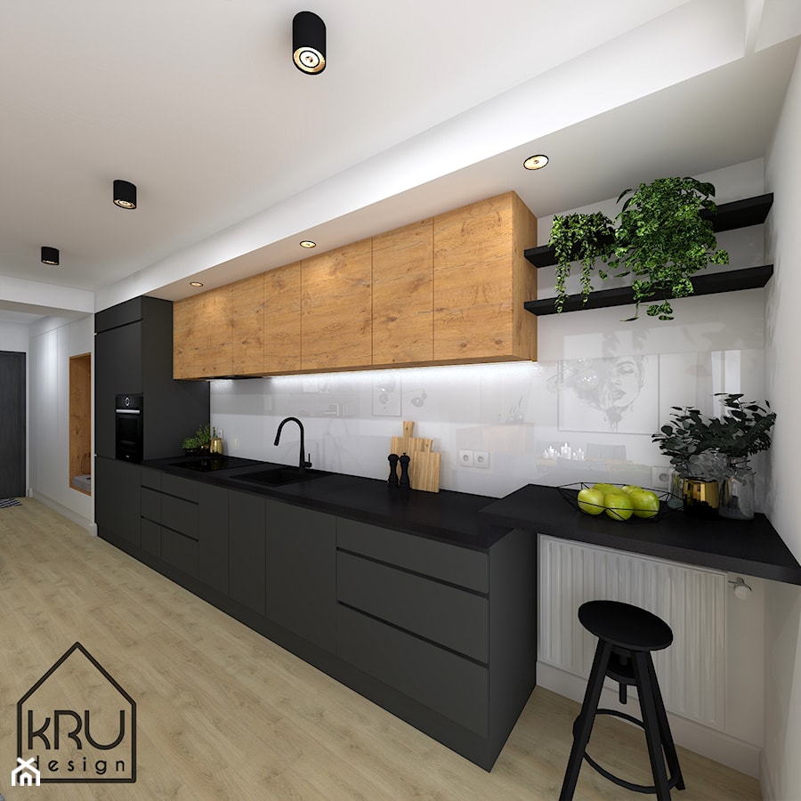 Antracyt w mieszkaniu - Kuchnia, styl nowoczesny - zdjęcie od KRU design