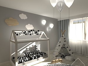 Pokój dziecięcy - Duży biały szary pokój dziecka dla dziecka dla chłopca dla dziewczynki, styl skandynawski - zdjęcie od KRU design