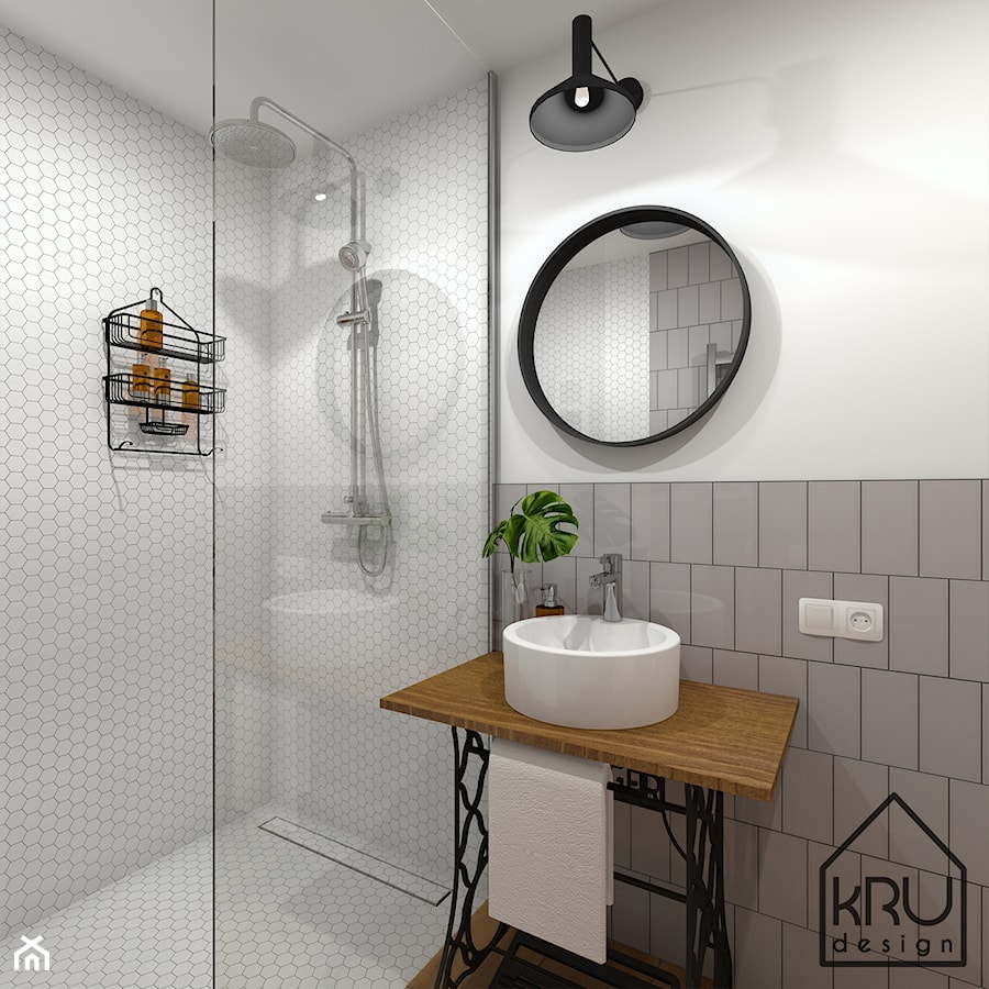 Łazienka gościnna - Mała bez okna łazienka, styl skandynawski - zdjęcie od KRU design