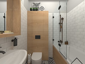 Łazienka z patchworkiem - Mała na poddaszu bez okna łazienka, styl skandynawski - zdjęcie od KRU design