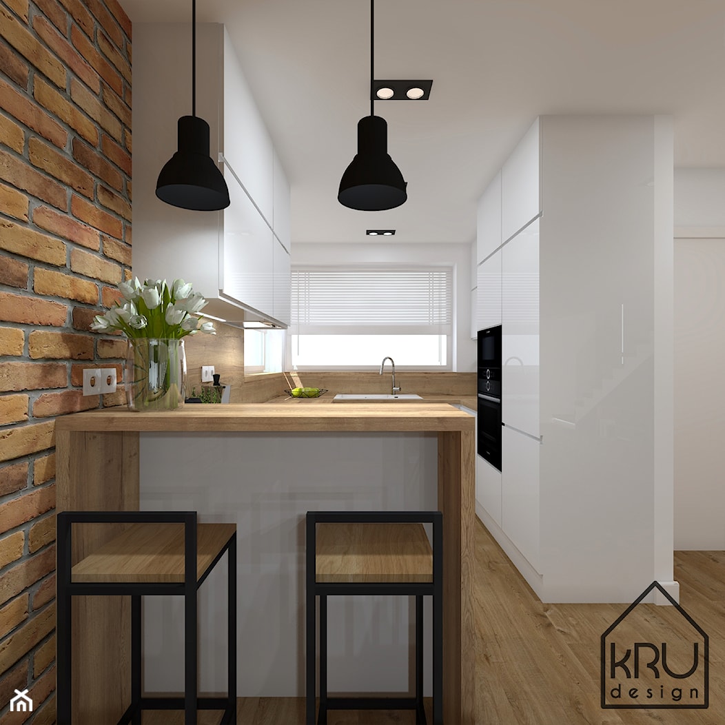 Cegła, drewno i beton - Kuchnia, styl nowoczesny - zdjęcie od KRU design - Homebook