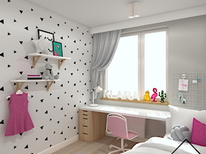 Pokój 6-letniej dziewczynki - Mały szary pokój dziecka dla nastolatka dla dziewczynki, styl skandynawski - zdjęcie od KRU design