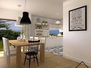Kuchnia patchwork - Średnia biała szara jadalnia w kuchni, styl skandynawski - zdjęcie od KRU design