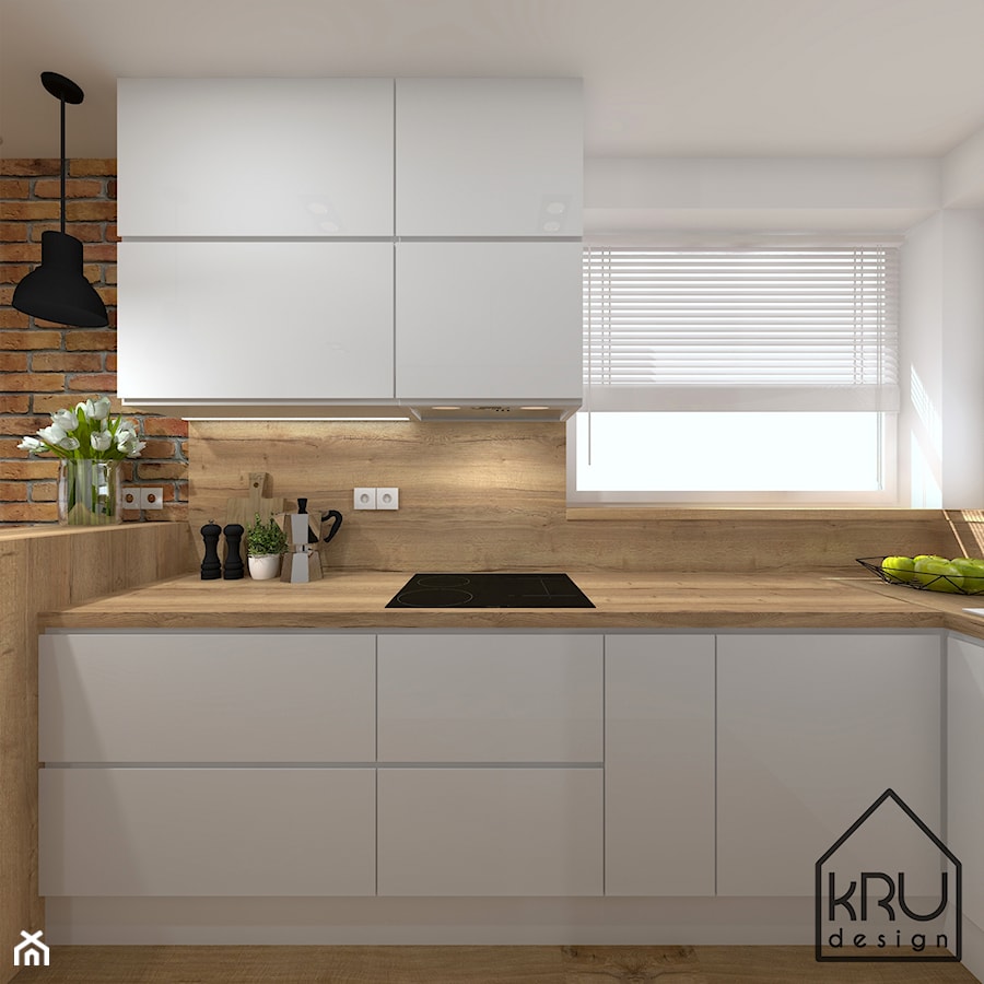 Cegła, drewno i beton - Kuchnia, styl minimalistyczny - zdjęcie od KRU design