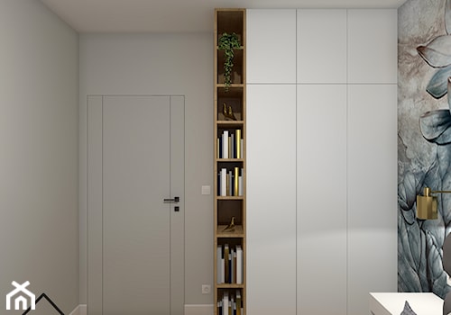 Sypialnia z tapetą w kwiaty - Sypialnia, styl minimalistyczny - zdjęcie od KRU design