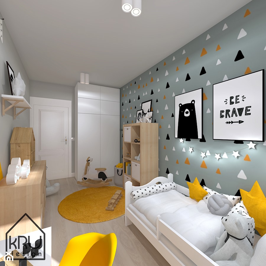 Pokój 2-latka - Średni szary pokój dziecka dla dziecka dla dziewczynki, styl skandynawski - zdjęcie od KRU design