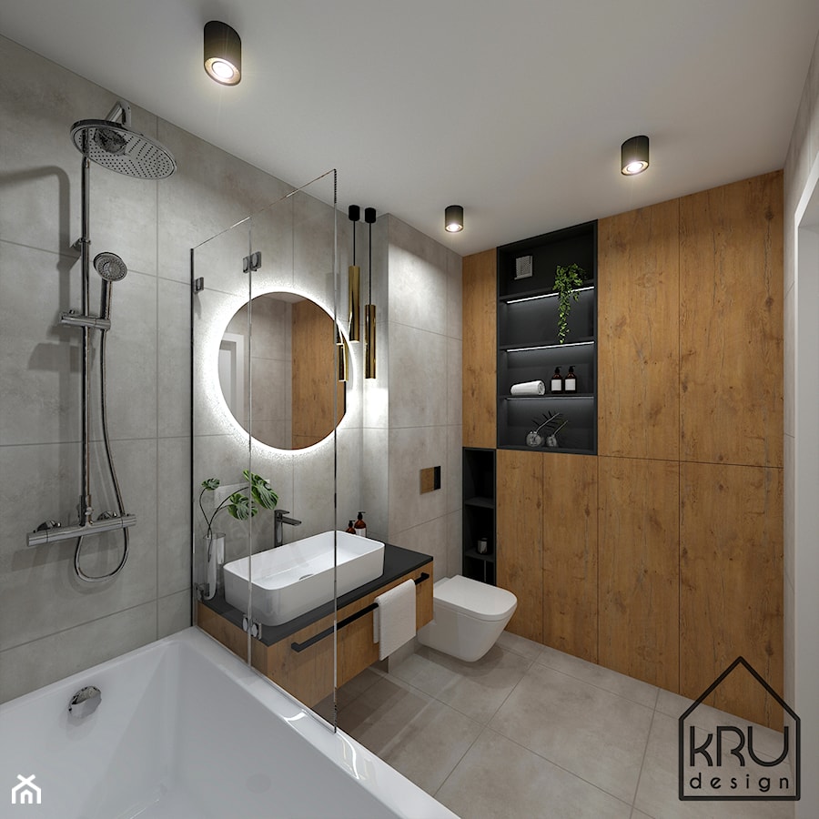 Antracyt w łazience - Łazienka, styl nowoczesny - zdjęcie od KRU design
