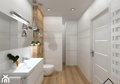 Biała Łazienka styl nowoczesny - Duża bez okna z punktowym oświetleniem łazienka, styl nowoczesny - zdjęcie od KRU design