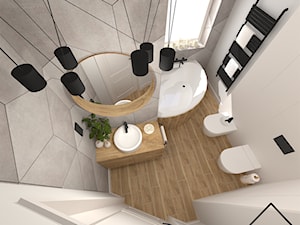 Łazienka w rombach - Średnia z lustrem łazienka z oknem, styl nowoczesny - zdjęcie od KRU design