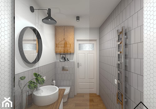 Łazienka gościnna - Średnia bez okna z punktowym oświetleniem łazienka, styl skandynawski - zdjęcie od KRU design
