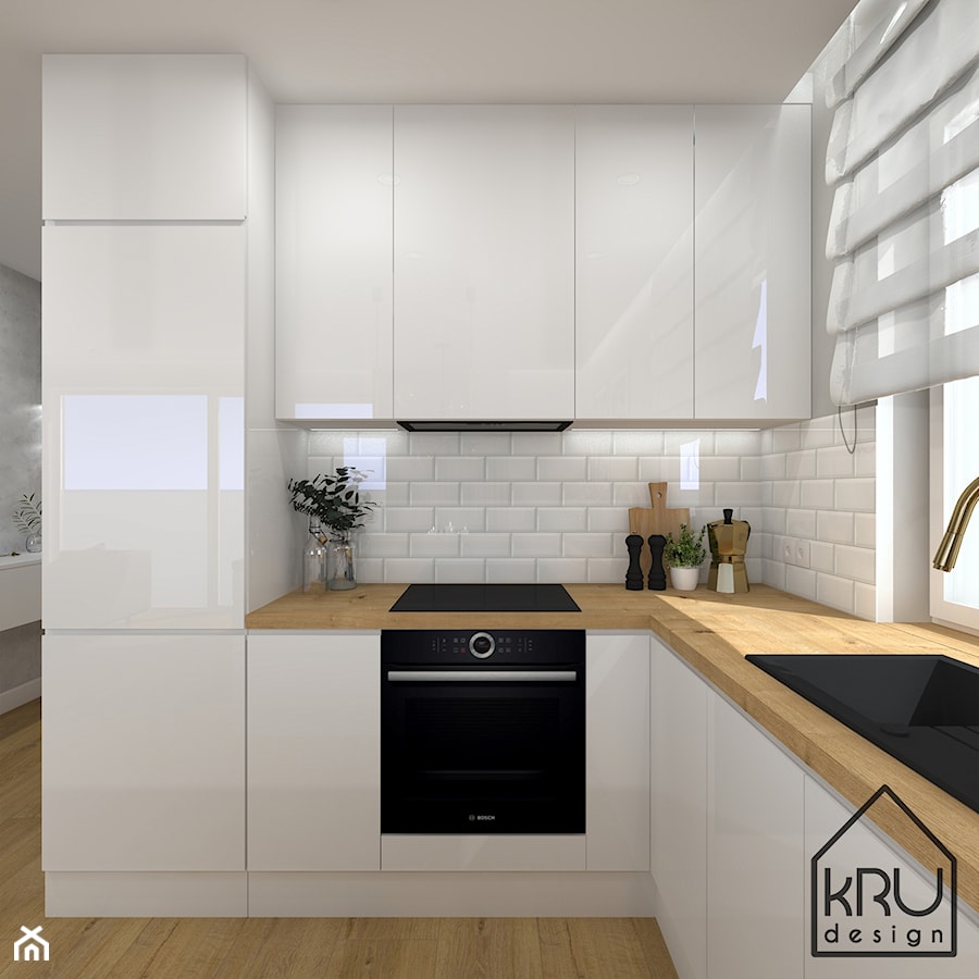 Biały połysk w kuchni - Kuchnia, styl nowoczesny - zdjęcie od KRU design
