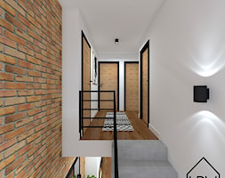 Salon z ukrytą garderobą - Schody dwubiegowe betonowe, styl industrialny - zdjęcie od KRU design - Homebook