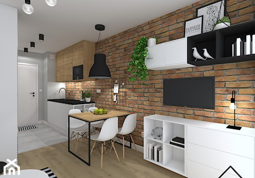 Mikroapartament - Salon, styl skandynawski - zdjęcie od KRU design