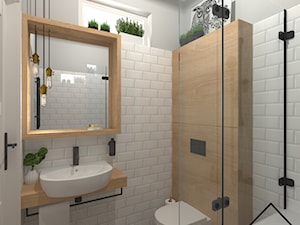Łazienka z patchworkiem - Średnia na poddaszu bez okna łazienka, styl skandynawski - zdjęcie od KRU design