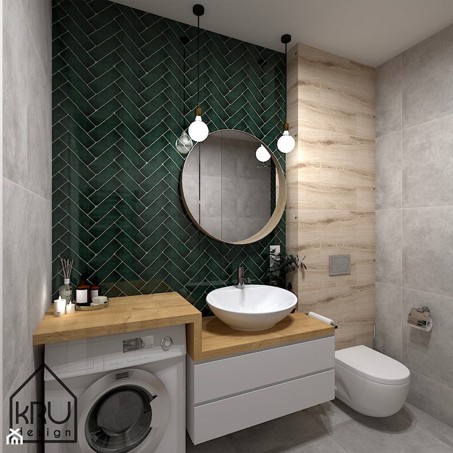Butelkowa zieleń w łazience - Łazienka, styl nowoczesny - zdjęcie od KRU design