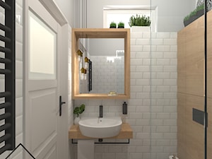 Łazienka z patchworkiem - Mała łazienka z oknem, styl skandynawski - zdjęcie od KRU design