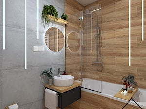 Łazienka z oświetleniem liniowym - Mała bez okna z lustrem łazienka, styl nowoczesny - zdjęcie od KRU design