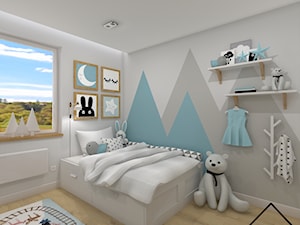 Pastelowy pokój dziecięcy - Średni szary niebieski pokój dziecka dla dziecka dla nastolatka dla chłopca, styl skandynawski - zdjęcie od KRU design