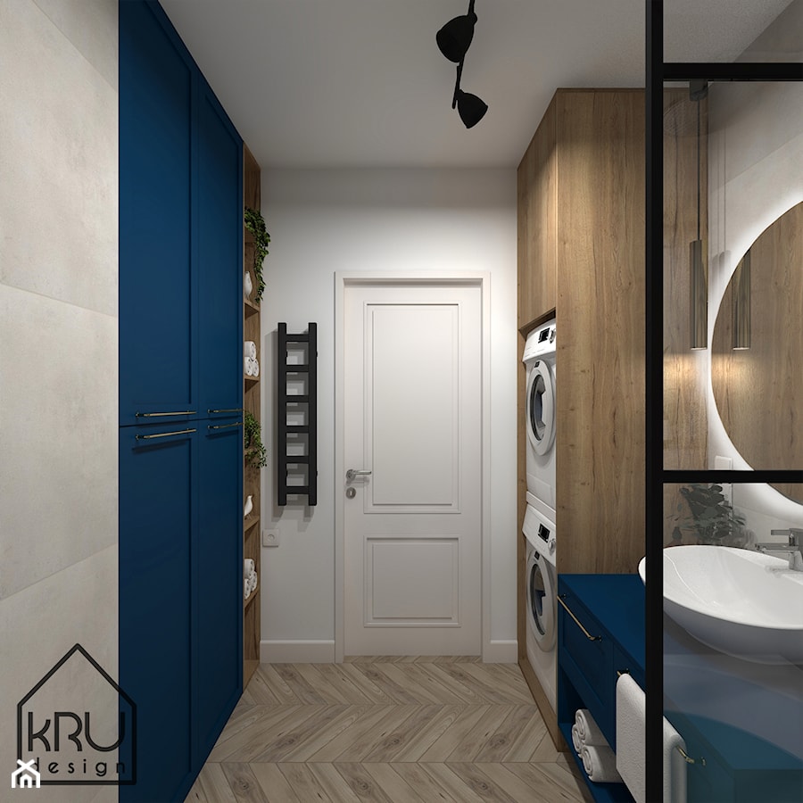 Łazienka z granatem - Mała bez okna z lustrem łazienka, styl nowoczesny - zdjęcie od KRU design