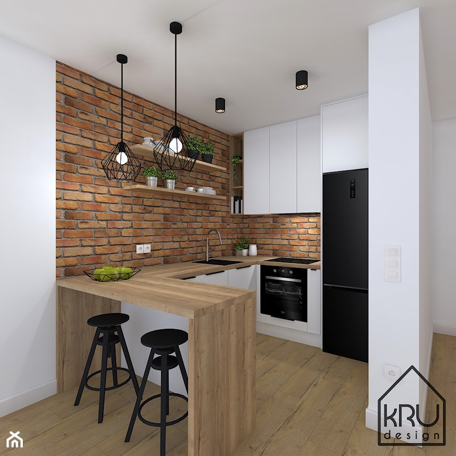 Cegła w kuchni - zdjęcie od KRU design