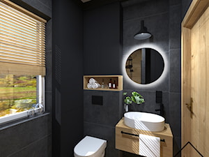 Czerń i drewno w łazience - Łazienka, styl nowoczesny - zdjęcie od KRU design