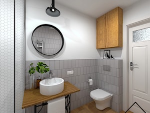 Łazienka gościnna - Mała bez okna z punktowym oświetleniem łazienka, styl skandynawski - zdjęcie od KRU design