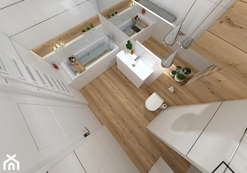 Biała Łazienka styl nowoczesny - Średnia bez okna z lustrem łazienka, styl nowoczesny - zdjęcie od KRU design