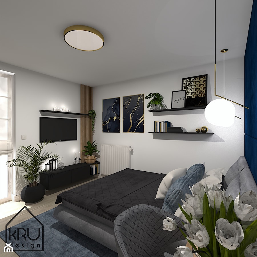 Ściana tv w sypialni - zdjęcie od KRU design