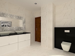 Łazienka - Duża z lustrem z dwoma umywalkami z marmurową podłogą z punktowym oświetleniem łazienka, styl glamour - zdjęcie od MILARTO
