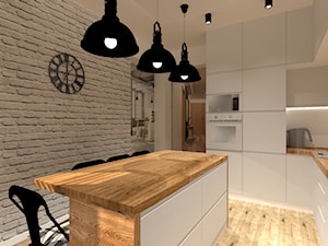 Kuchnia loft - Duża zamknięta szara z zabudowaną lodówką z podblatowym zlewozmywakiem kuchnia w kształcie litery l z wyspą lub półwyspem, styl nowoczesny - zdjęcie od MILARTO