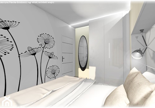 Mieszkanie 60 m2, Poznań ulica Karpia - Średnia biała sypialnia, styl nowoczesny - zdjęcie od Katarzyna Pilarska-Brodowicz, architekt wnętrz
