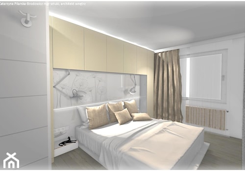 Mieszkanie 60 m2, Poznań ulica Karpia - Średnia biała sypialnia, styl nowoczesny - zdjęcie od Katarzyna Pilarska-Brodowicz, architekt wnętrz